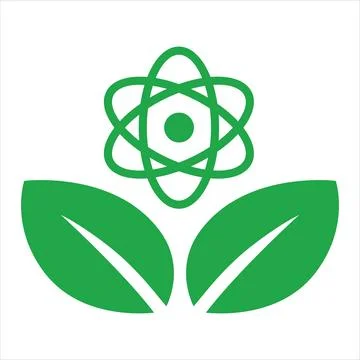 Symbol icon of molecular atom circle with leaves concept of bio chemistry s.. Stock Illustration