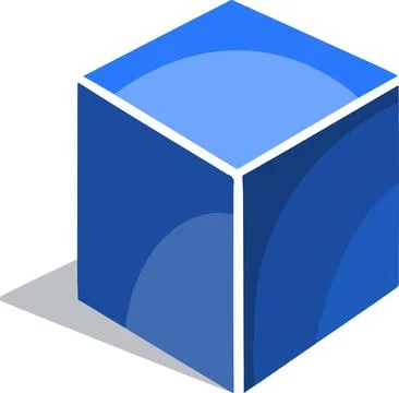 Symbol icon vector blue cube volumetric faces geometry Stock Illustration