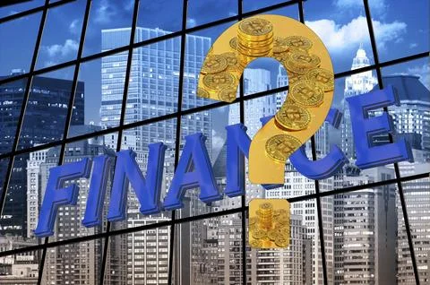 Symbol image, Bitcoin on question mark, stock market prices, insecure digital Stock Photos