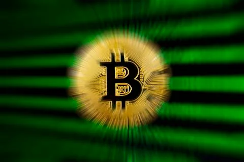 Symbol image digital currency gold physical coin Bitcoin Stock Photos