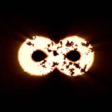 Symbol infinity burned on a black background. Bright shine Stock Illustration