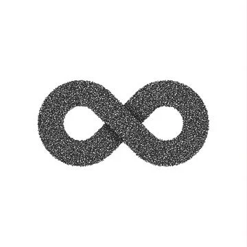The symbol of infinity from fine black particles. Isolated on white backgroun Stock Illustration