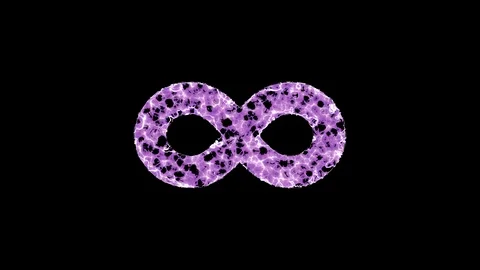 Symbol infinity shimmers in three colors: Purple, Green, Pink. In - Out loop. Stock Footage 124640509