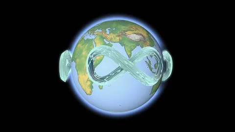 The symbol of infinity surrounds the planet earth. Video stock 126710510