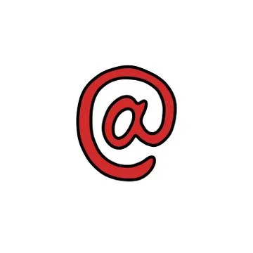 At symbol internet doodle icon, vector color illustration Ilustração Stock
