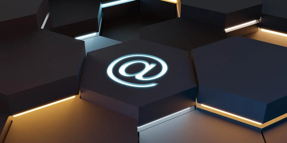 At symbol internet web url e-mail contact message icon 3d render illustration 스톡 일러스트