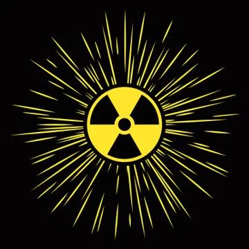 Symbol of ionizing radiation with radioactive rays. Illustration