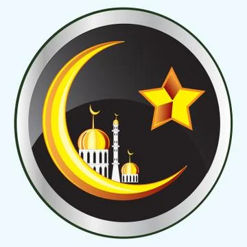 Symbol of the islam on button Stock Illustration