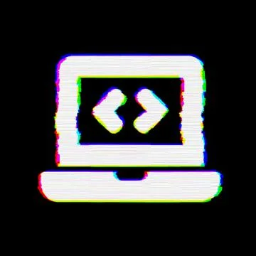 Symbol laptop code has defects. Glitch and stripes Stock-Illustration