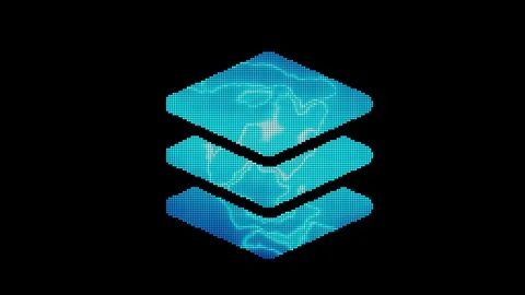 The symbol layer group is assembled from small balls. Then it shimmers with Stock Footage 129228518