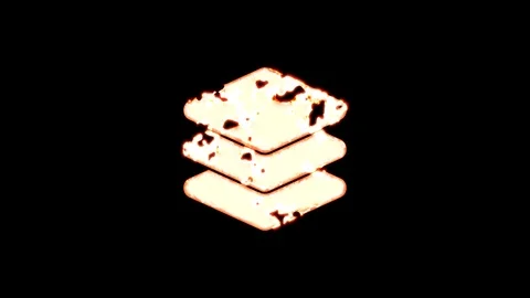 Symbol layer group burns out of transparency, then burns again. Alpha channel Stock Footage 117075425