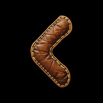 Symbol left angle bracket made of leather. 3D render font with skin texture Stock Illustration