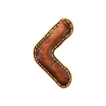 Symbol left angle bracket made of leather. 3D render font with skin texture Stock Illustration