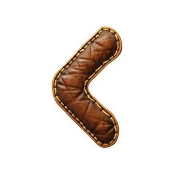 Symbol left angle bracket made of leather. 3D render font with skin texture Stock Illustration