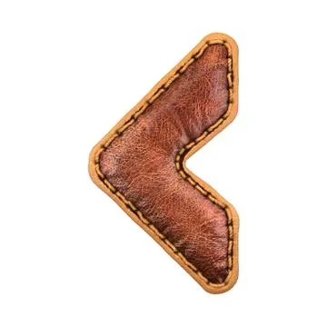 Symbol left angle bracket made of leather. 3D render font with skin texture on Stock Illustration