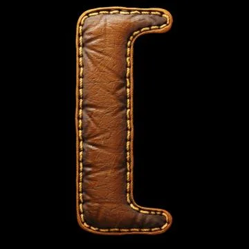 Symbol left bracket made of leather. 3D render font with skin texture isolated Stock Illustration