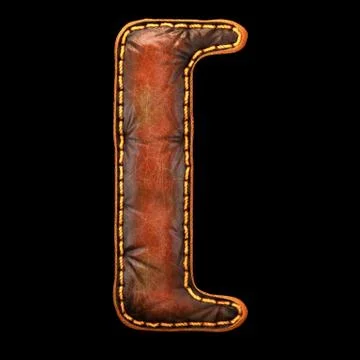 Symbol left bracket made of leather. 3D render font with skin texture isolated Illustrazione stock
