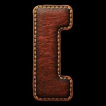 Symbol left bracket made of leather. 3D render font with skin texture on black Stock Illustration