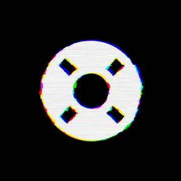 Symbol life ring has defects. Glitch and stripes Illustrazione stock