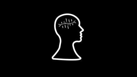 Symbol linear of Human head with Spinning cog inside, Industrial and develo.. Stock Footage 258551718