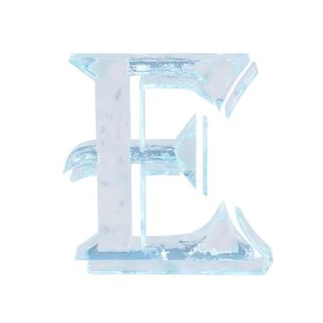 Symbol made of ice. letter e Illustrazione stock