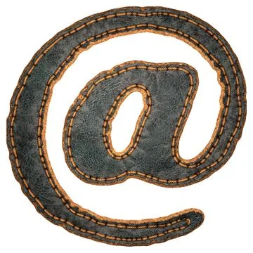 Symbol at made of leather. 3D render font with skin texture isolated on white Stock Illustration