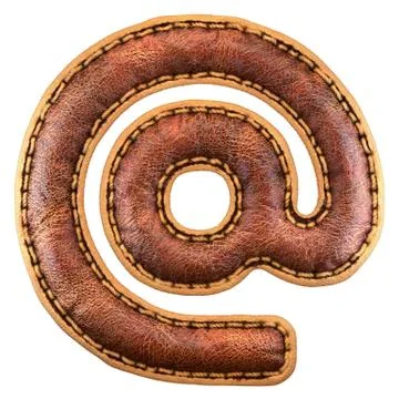 Symbol at made of leather. 3D render font with skin texture on white background. Stock Illustration