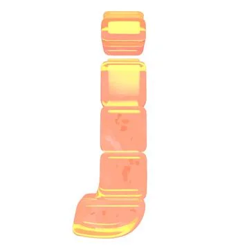 Symbol made of orange colored ice. letter j Stock Illustration