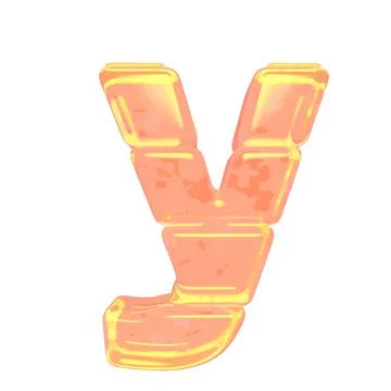 Symbol made of orange colored ice. letter y Stock-Illustration
