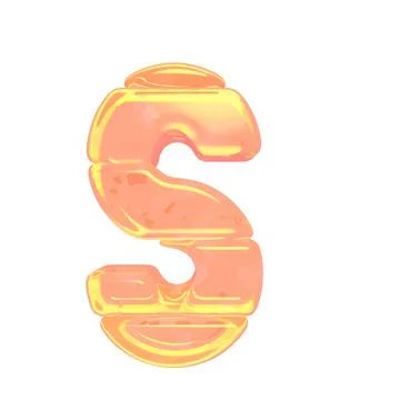 Symbol made of orange colored ice. letter s Illustrazione stock