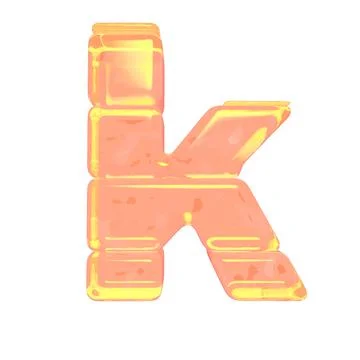 Symbol made of orange colored ice. letter k Illustrazione stock