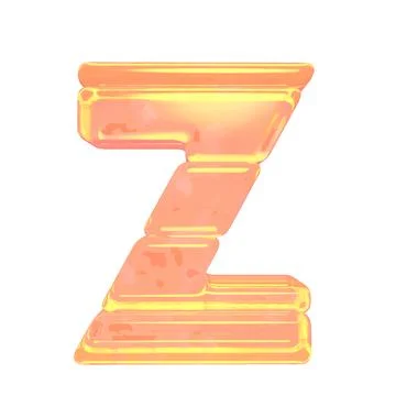 Symbol made of orange colored ice. letter z Stock Illustration