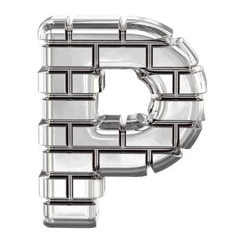 The symbol made of silver bricks. letter p Stock Illustration