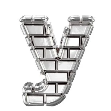 The symbol made of silver bricks. letter y Stock Illustration