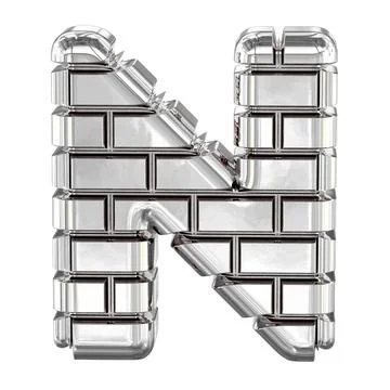 The symbol made of silver bricks. letter n Stock Illustration