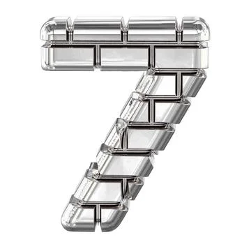 The symbol made of silver bricks. number 7 Illustrazione stock