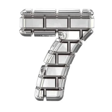 The symbol made of silver bricks. number 7 Illustrazione stock