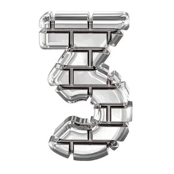 The symbol made of silver bricks. number 3 Stock Illustration