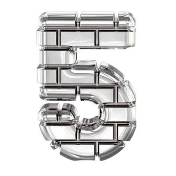 The symbol made of silver bricks. number 5 Stock Illustration