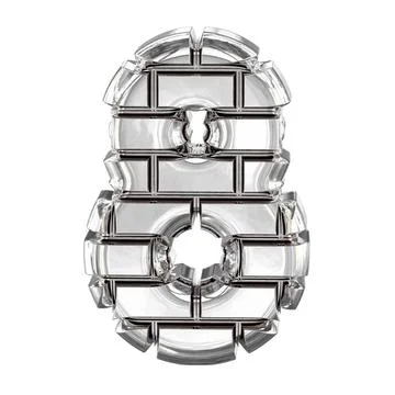 The symbol made of silver bricks. number 8 Illustrazione stock