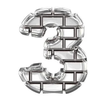 The symbol made of silver bricks. number 3 Stock Illustration