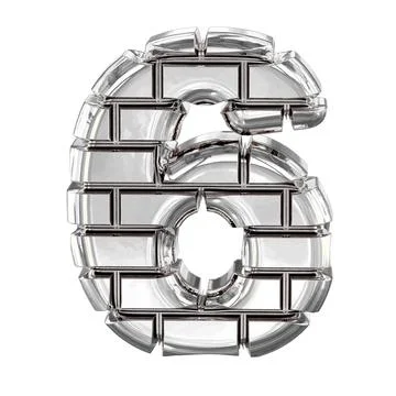 The symbol made of silver bricks. number 6 Illustrazione stock