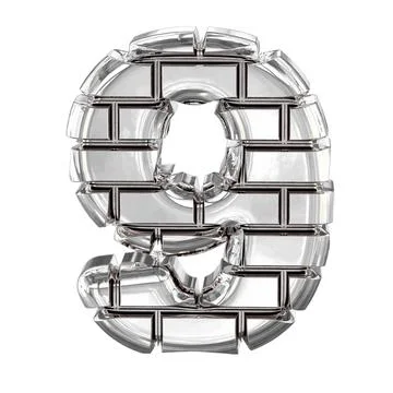The symbol made of silver bricks. number 9 Stock Illustration