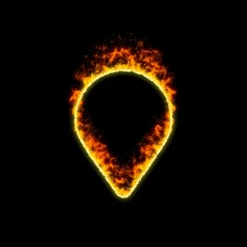 The symbol map marker burns in red fire Stock Illustration