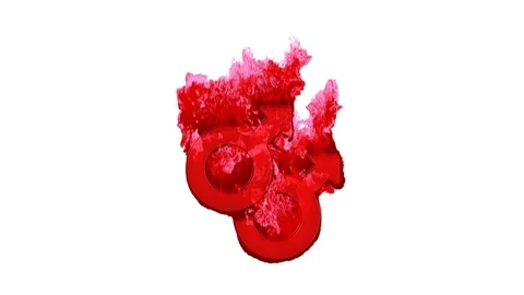 Symbol mars double inflames with dark fire, then burns. In - Out loop. Alpha Video stock 106844547