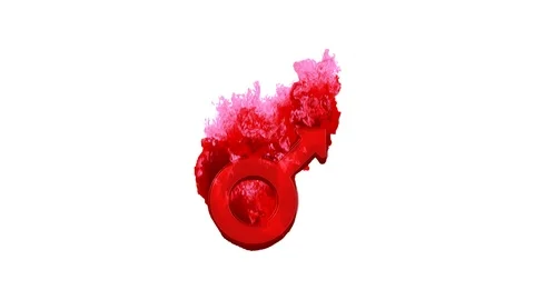 Symbol mars inflames with dark fire, then burns. In - Out loop. Alpha channel Video stock 106844379