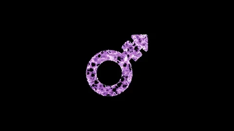 Symbol mars stroke shimmers in three colors: Purple, Green, Pink. In - Out loop. Video stock 125180207