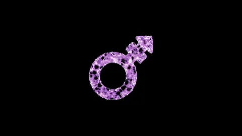 Symbol mars stroke shimmers in three colors: Purple, Green, Pink. In - Out loop. Video stock 125194323