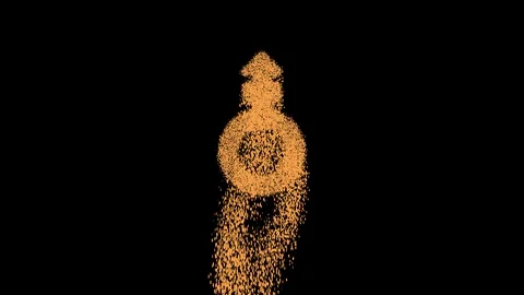 Symbol mars stroke v appears from crumbling sand. Then crumbles down. Alpha Stock Footage 107488351