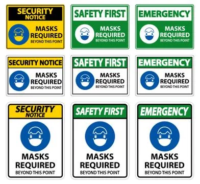 Symbol Masks Required Beyond This Point Sign Stock Illustration